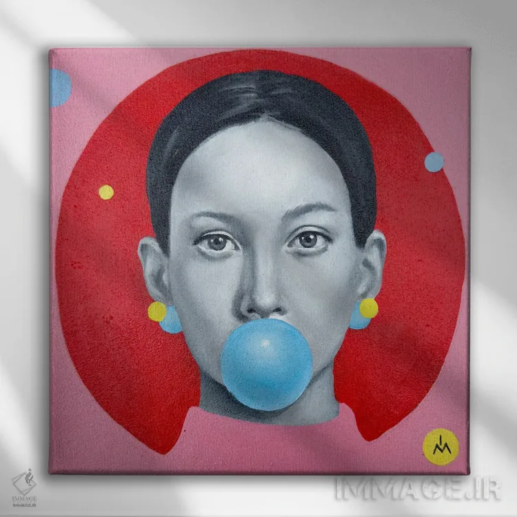 تابلو دکوراتیو آدامس بادکنکی اثر مارگاریتا ایوانوا - نمای روبهرو روی دیوار