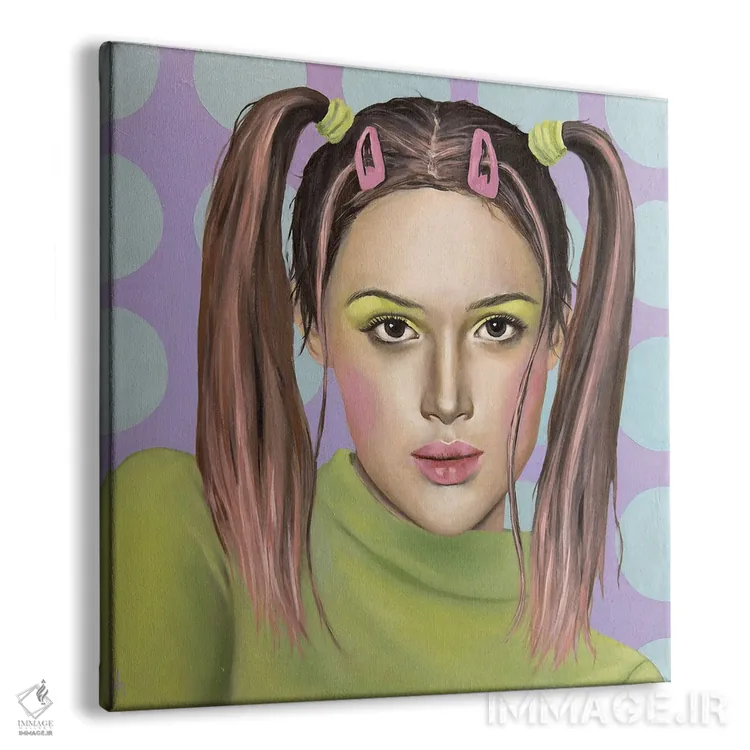 تابلو دکوراتیو دختر با گیره سر صورتی اثر مارگاریتا ایوانوا - نمای پرسپکتیو محصول