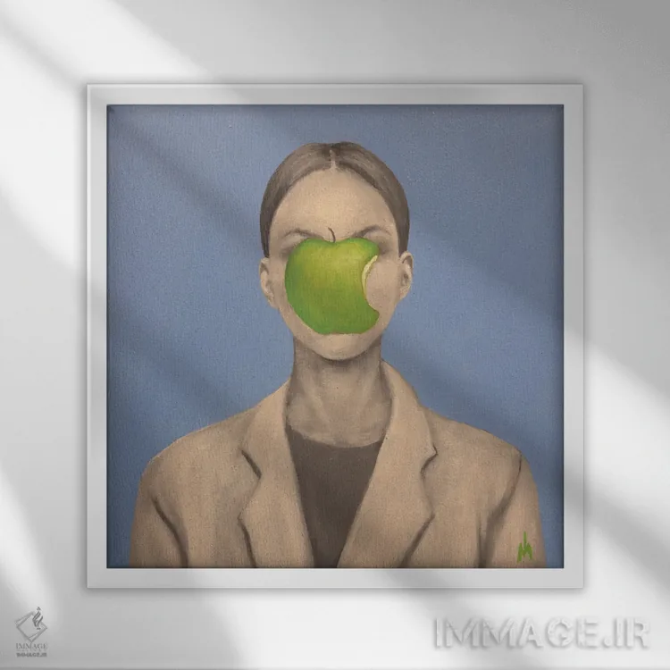 تابلو دکوراتیو سیب ۲ اثر مارگاریتا ایوانوا - نمای قابدار سفید