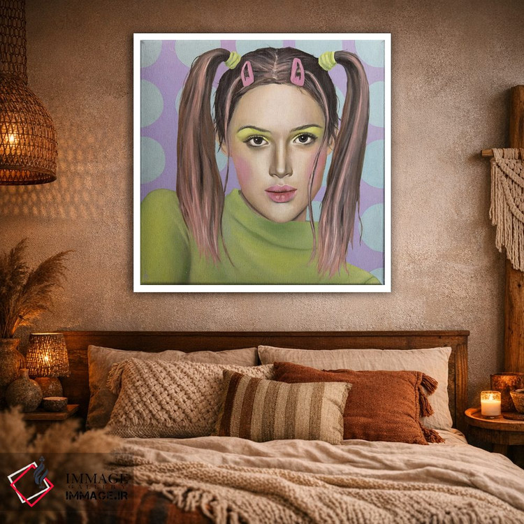 تابلو دکوراتیو دختر با گیره سر صورتی اثر مارگاریتا ایوانوا - D1W