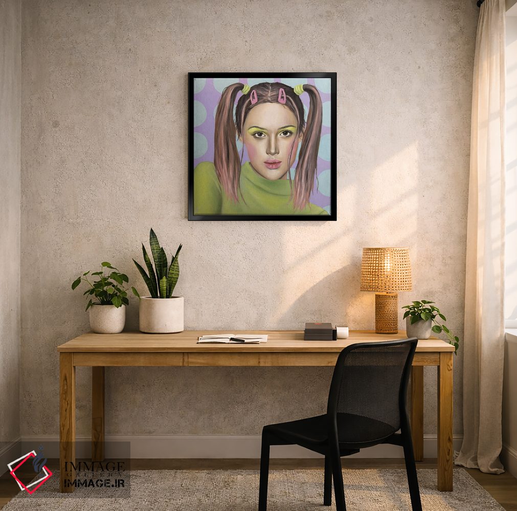 تابلو دکوراتیو دختر با گیره سر صورتی اثر مارگاریتا ایوانوا - D6B