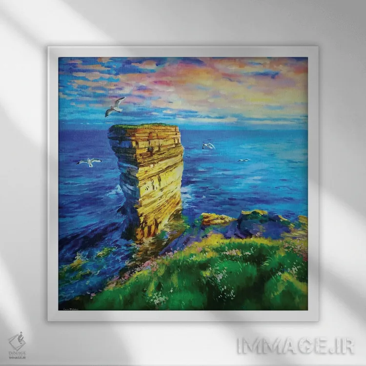 تابلو دکوراتیو دان بریست، صخره دریایی، شهرستان مایو اثر کانر مک گوایر - نمای قابدار سفید
