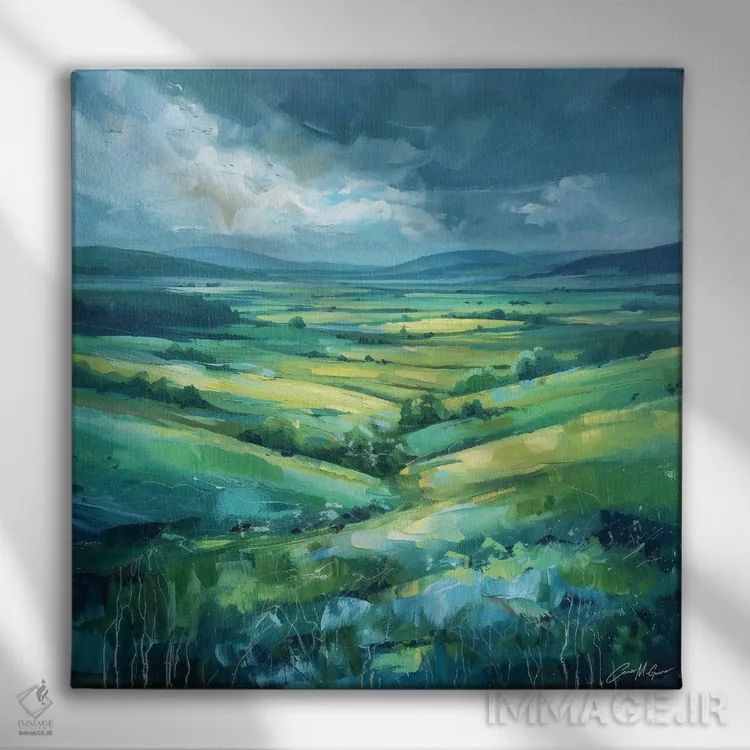 تابلو دکوراتیو تپه ها و دره های ایرلند اثر کانر مک گوایر - نمای روبهرو روی دیوار