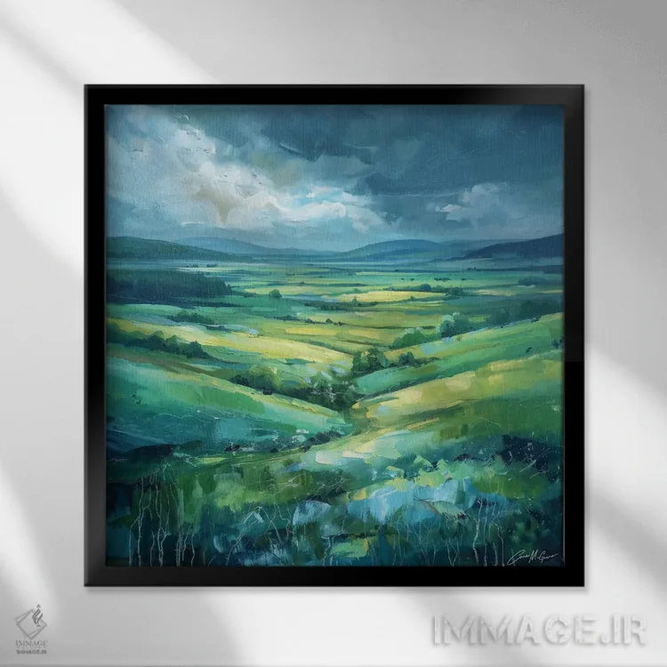 تابلو دکوراتیو تپه ها و دره های ایرلند اثر کانر مک گوایر - نمای قابدار مشکی