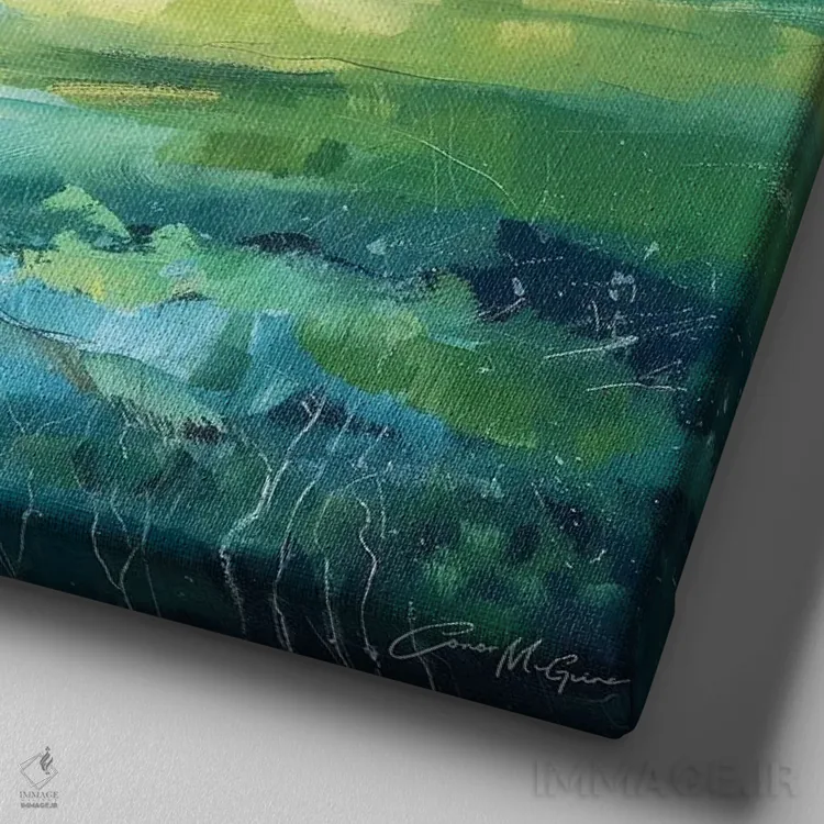 تابلو دکوراتیو تپه ها و دره های ایرلند اثر کانر مک گوایر - نمای نزدیک بافت بوم