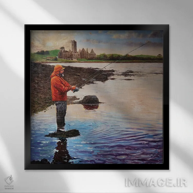 تابلو دکوراتیو ماهیگیر در روسرک بر رودخانه موی، شهرستان مایو اثر کانر مک گوایر - نمای قابدار مشکی