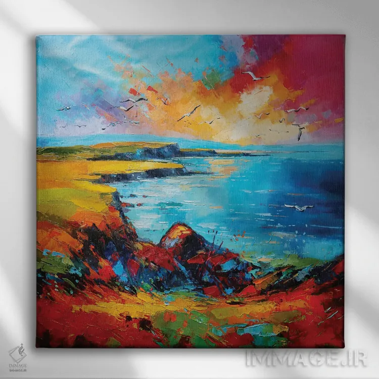 تابلو دکوراتیو صخره های شعله ور اثر کانر مک گوایر - نمای روبهرو روی دیوار