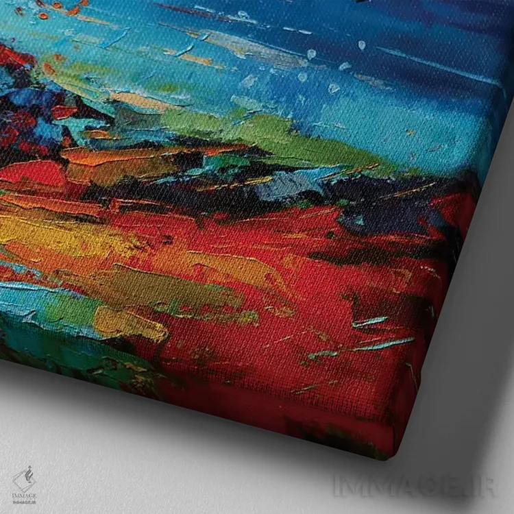 تابلو دکوراتیو صخره های شعله ور اثر کانر مک گوایر - نمای نزدیک بافت بوم