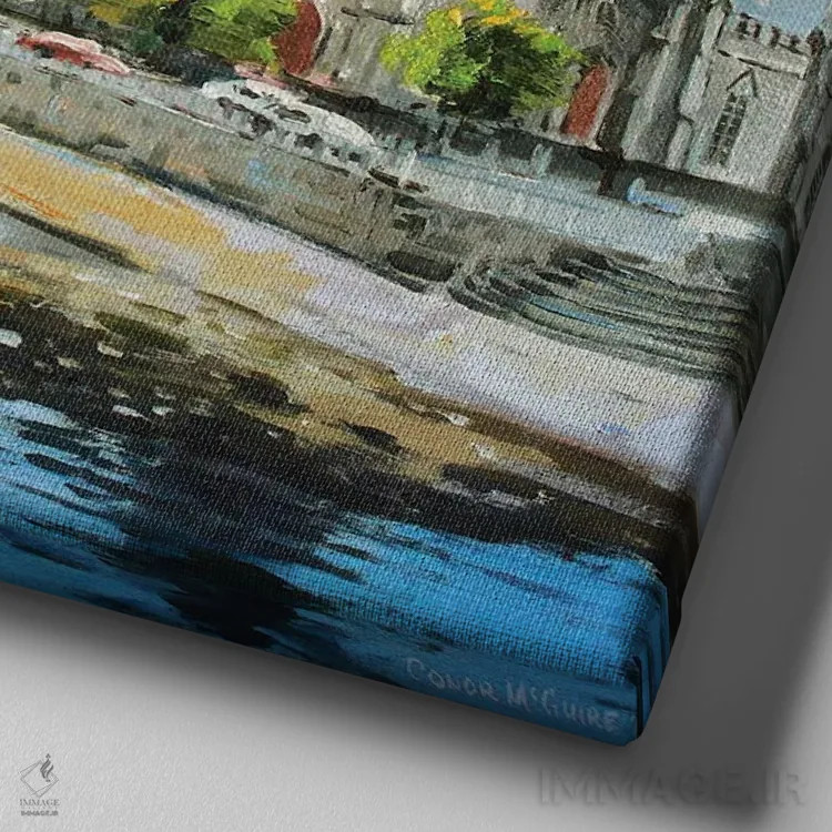 تابلو دکوراتیو County Mayo" بالینا بر رودخانه موی، شهرستان مایو اثر کانر مک گوایر - نمای نزدیک بافت بوم