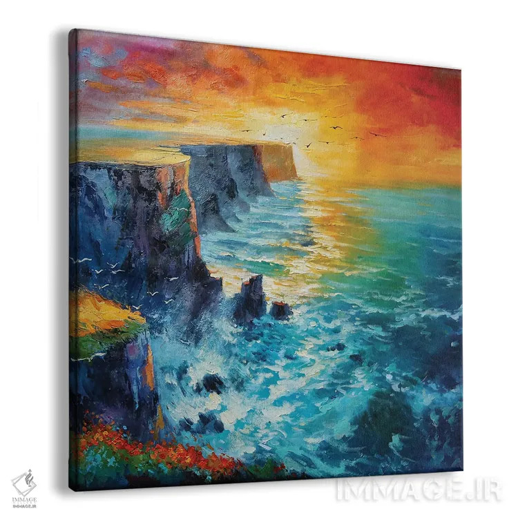 تابلو دکوراتیو غروب با رنگ نارنجی سوخته اثر کانر مک گوایر - نمای پرسپکتیو محصول