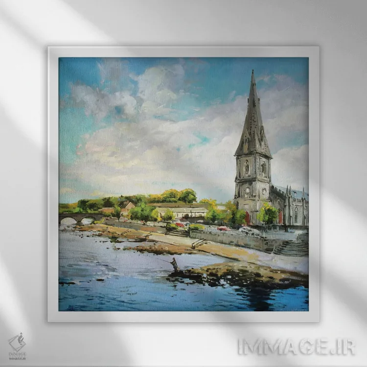 تابلو دکوراتیو County Mayo" بالینا بر رودخانه موی، شهرستان مایو اثر کانر مک گوایر - نمای قابدار سفید