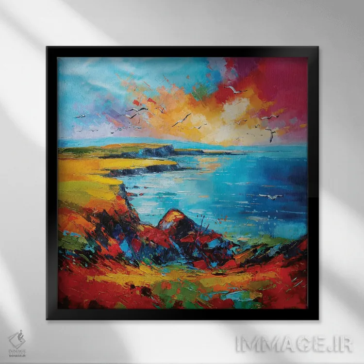 تابلو دکوراتیو صخره های شعله ور اثر کانر مک گوایر - نمای قابدار مشکی