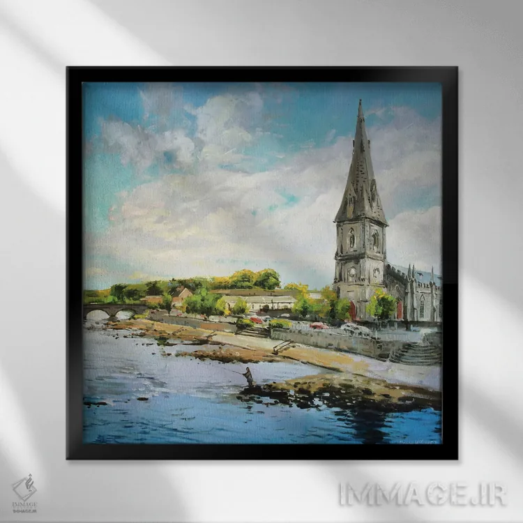 تابلو دکوراتیو County Mayo" بالینا بر رودخانه موی، شهرستان مایو اثر کانر مک گوایر - نمای قابدار مشکی