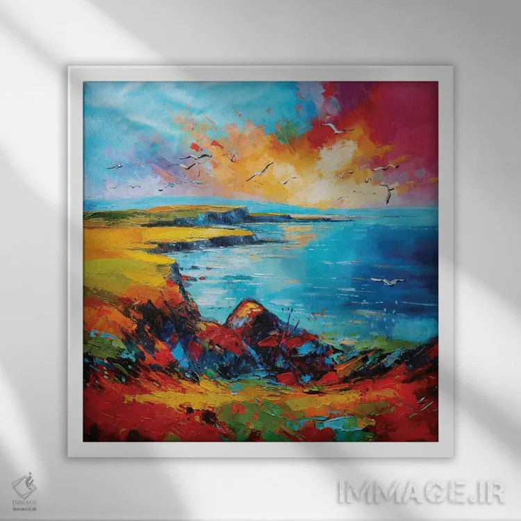 تابلو دکوراتیو صخره های شعله ور اثر کانر مک گوایر - نمای قابدار سفید