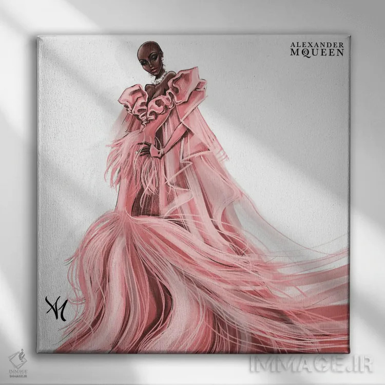 تابلو دکوراتیو الکساندر مک کوئین اثر آرمان مهیدری - نمای روبهرو روی دیوار