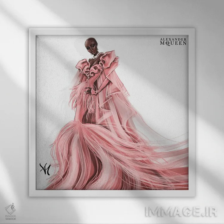 تابلو دکوراتیو الکساندر مک کوئین اثر آرمان مهیدری - نمای قابدار سفید