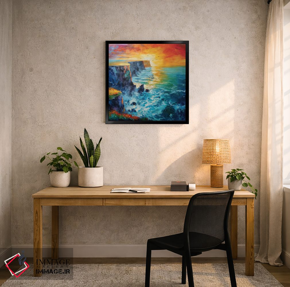 تابلو دکوراتیو غروب با رنگ نارنجی سوخته اثر کانر مک گوایر - D6B