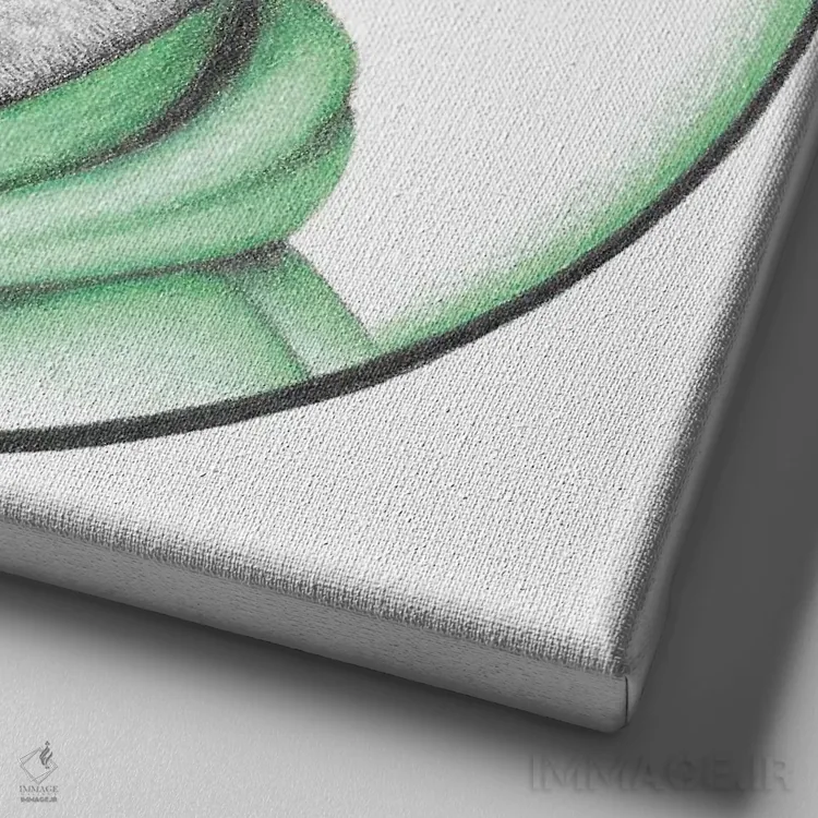 تابلو دکوراتیو گربه اسکی باز خاکستری اثر مندی هک - نمای نزدیک بافت بوم