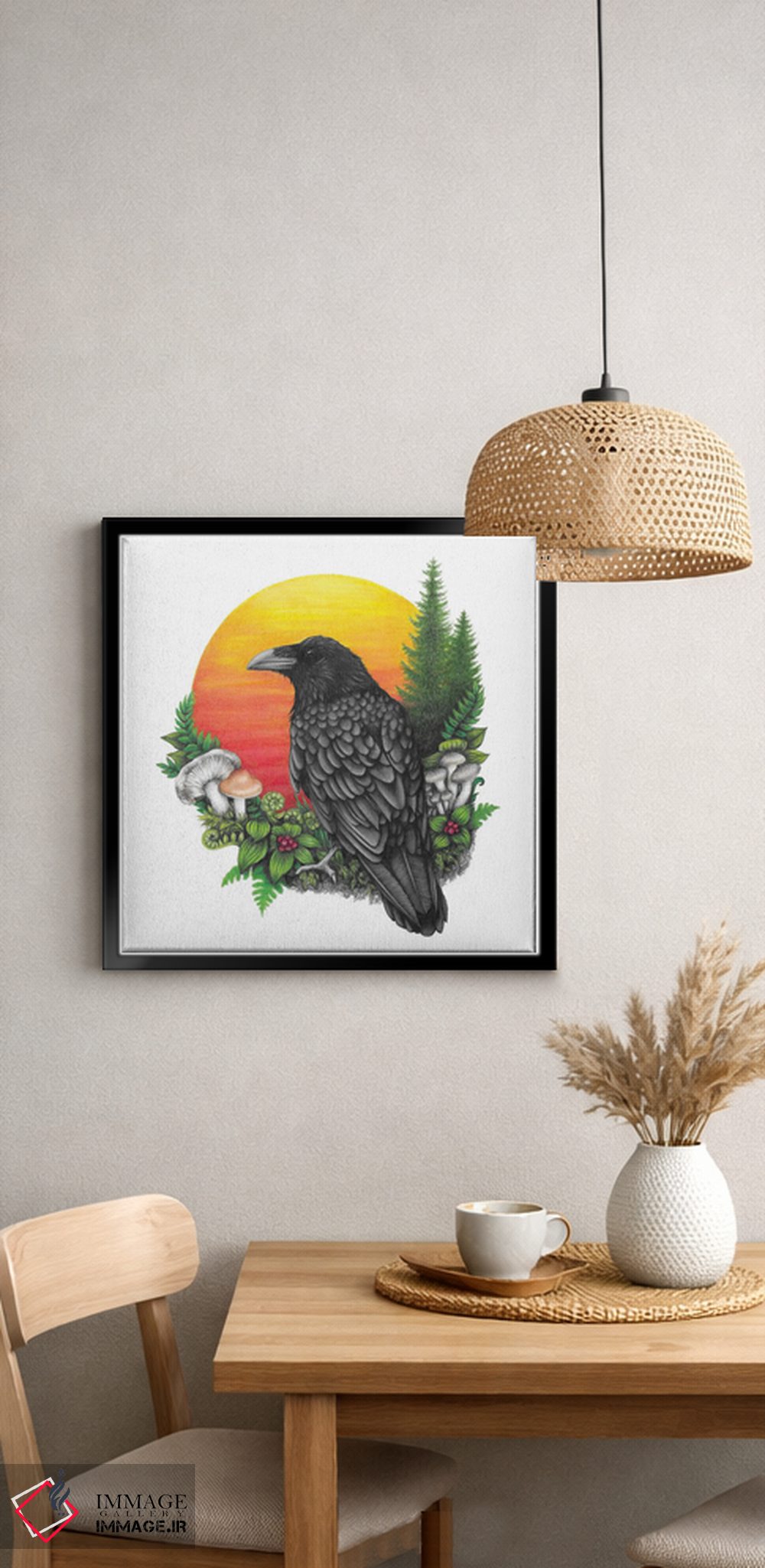 تابلو دکوراتیو کلاغ و خورشید اثر مندی هک - D5B