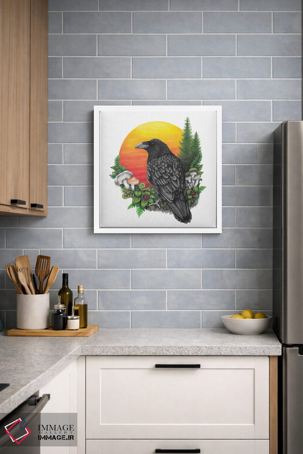 تابلو دکوراتیو کلاغ و خورشید اثر مندی هک - D3W