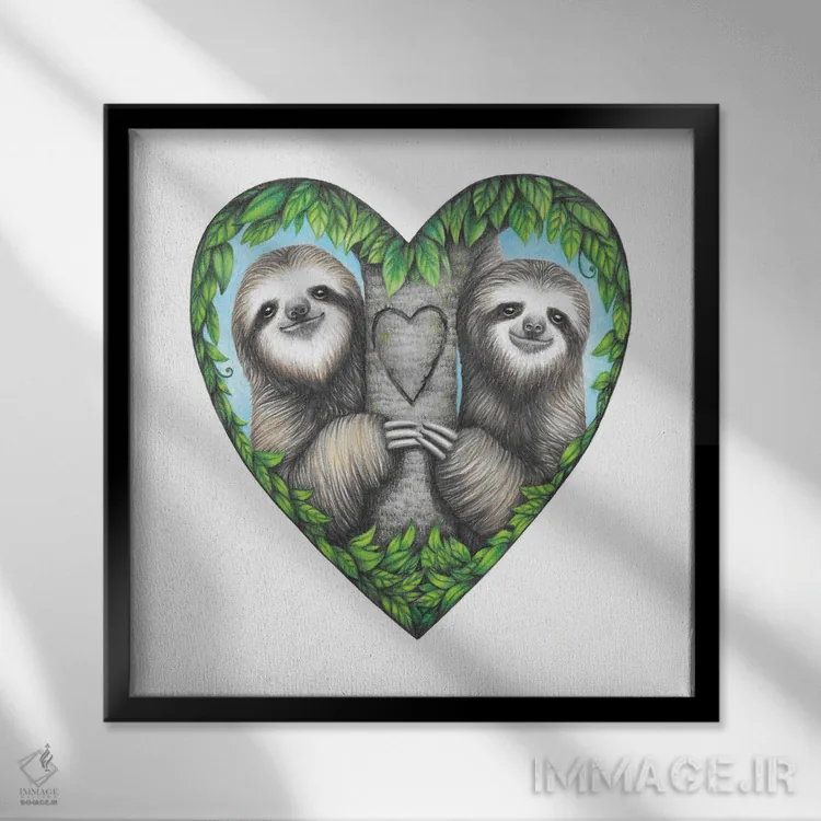 تابلو دکوراتیو عشق تنبل اثر مندی هک - نمای قابدار مشکی