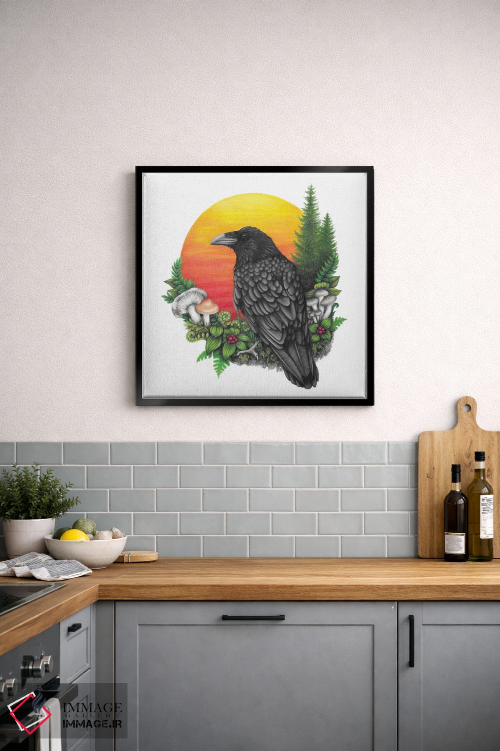 تابلو دکوراتیو کلاغ و خورشید اثر مندی هک - D6B