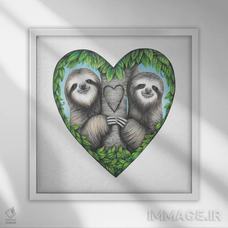 تابلو دکوراتیو عشق تنبل اثر مندی هک - نمای قابدار سفید