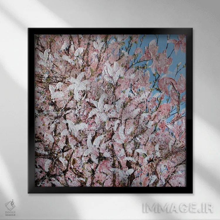 تابلو دکوراتیو ماگنولیا اثر مارتینا هارتوش - نمای قابدار مشکی