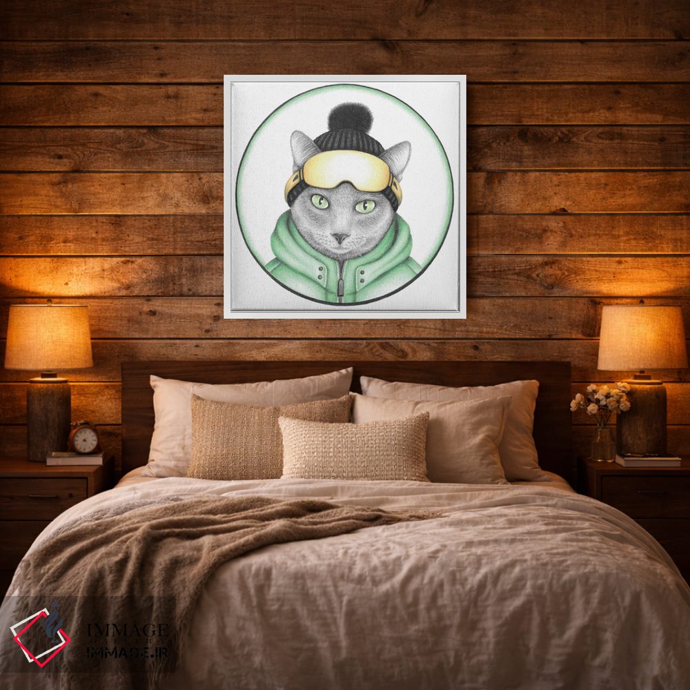 تابلو دکوراتیو گربه اسکی باز خاکستری اثر مندی هک - D3W
