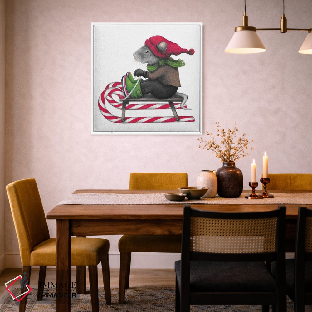 تابلو دکوراتیو موش سورتمه سوار اثر مندی هک - D5W