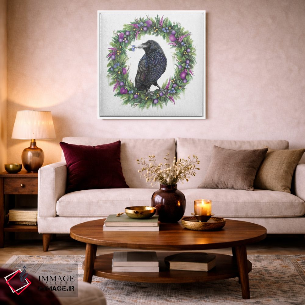 تابلو دکوراتیو کلاغ روی تاج گل اثر مندی هک - D2W