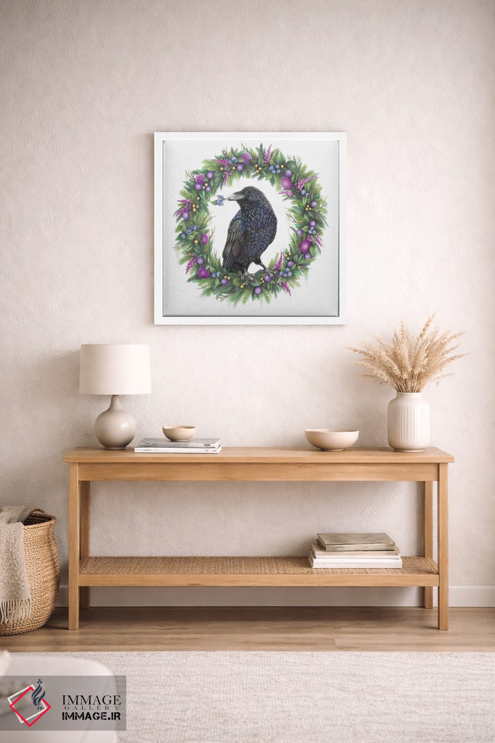 تابلو دکوراتیو کلاغ روی تاج گل اثر مندی هک - D3W