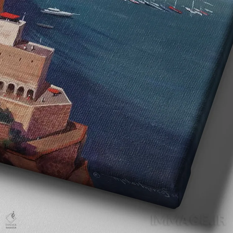 تابلو دکوراتیو سواحل ایتالیا اثر ماهر مرکوس - نمای نزدیک بافت بوم