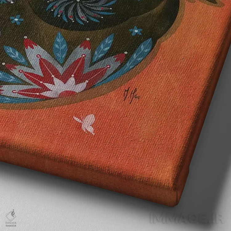 تابلو دکوراتیو برکت های سنتی اثر مارتین هسو - نمای نزدیک بافت بوم