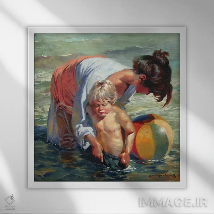 تابلو دکوراتیو شن داخل شلوارم اثر ماهر مرکوس - نمای قابدار سفید