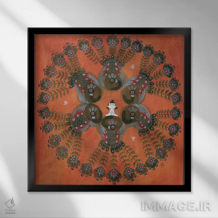 تابلو دکوراتیو برکت های سنتی اثر مارتین هسو - نمای قابدار مشکی