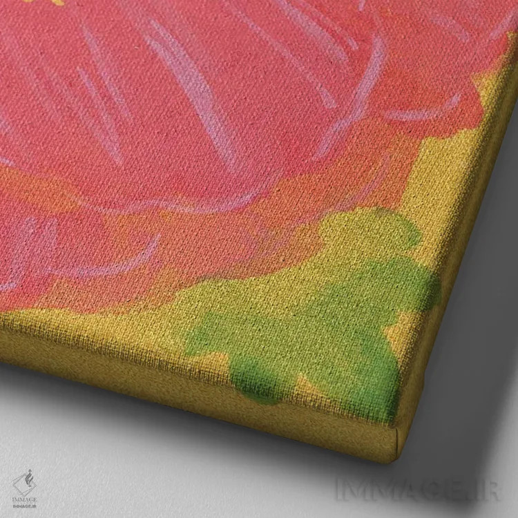 تابلو دکوراتیو گربه سفید و شقایق اثر مارتین هسو - نمای نزدیک بافت بوم