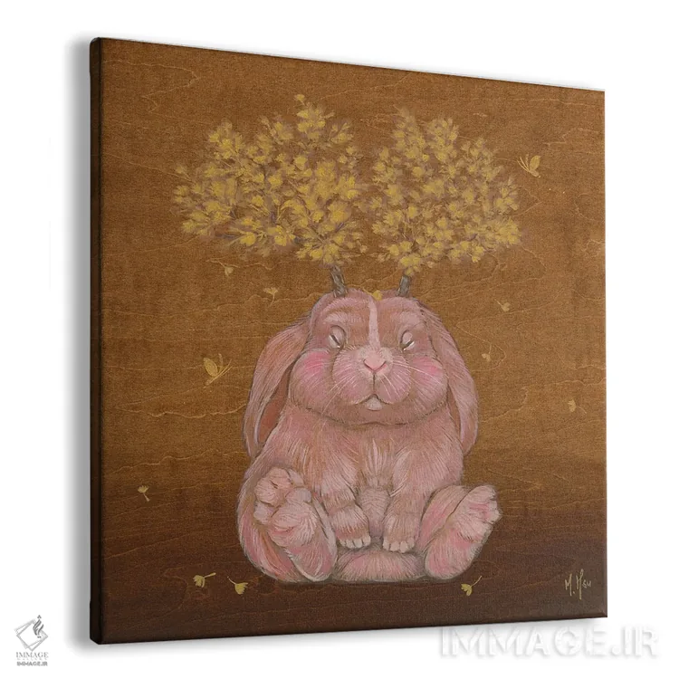 تابلو دکوراتیو بچه خرگوش جکالوپ و درخت جینکو اثر مارتین هسو - نمای پرسپکتیو محصول