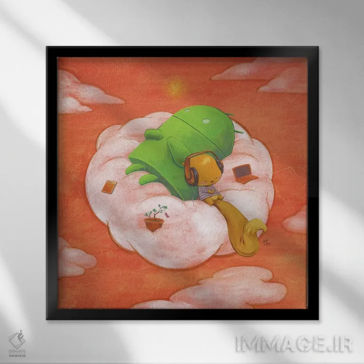 تابلو دکوراتیو سنجاب ربات اثر مارتین هسو - نمای قابدار مشکی