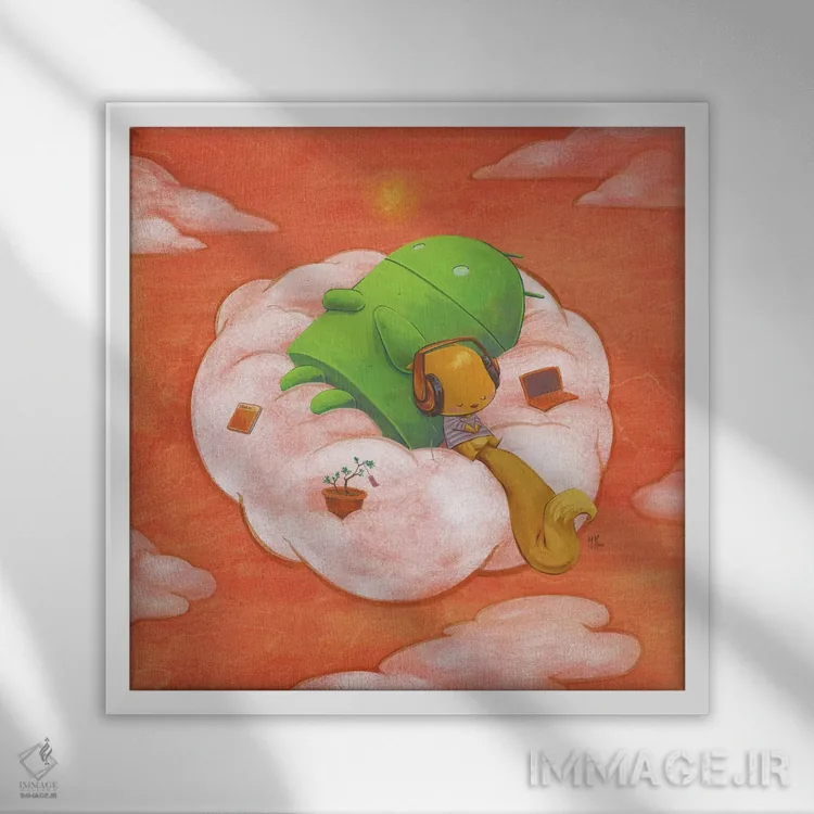 تابلو دکوراتیو سنجاب ربات اثر مارتین هسو - نمای قابدار سفید