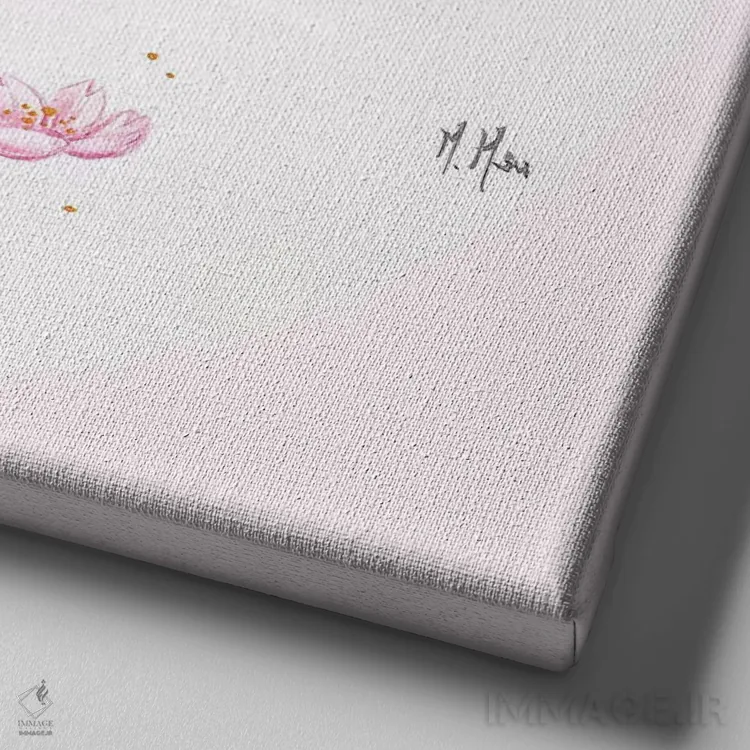 تابلو دکوراتیو پری دریایی ماهی طلایی اثر مارتین هسو - نمای نزدیک بافت بوم