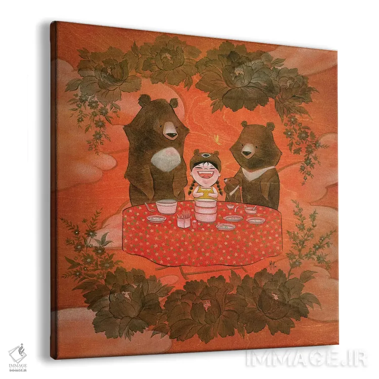 تابلو دکوراتیو سه خرس اثر مارتین هسو - نمای پرسپکتیو محصول