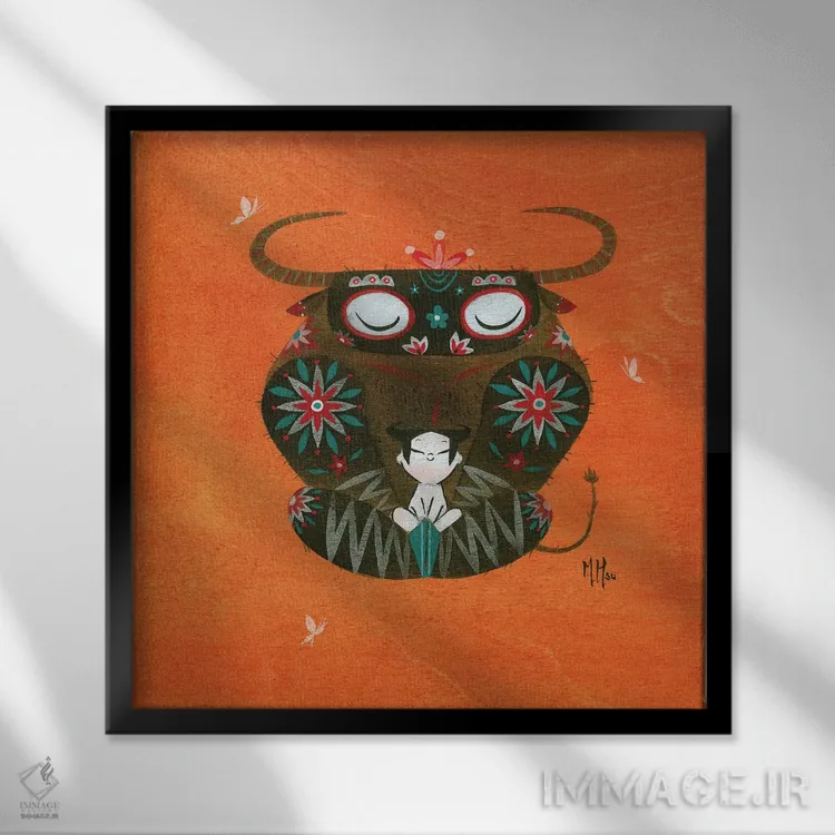 تابلو دکوراتیو مینوتور اثر مارتین هسو - نمای قابدار مشکی