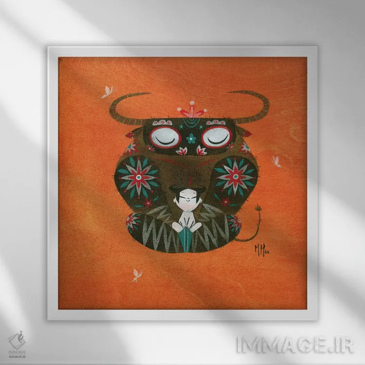 تابلو دکوراتیو مینوتور اثر مارتین هسو - نمای قابدار سفید