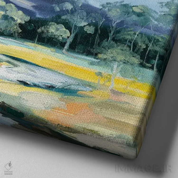 تابلو دکوراتیو رقص نور هنگام غروب اثر مردیت هاوس - نمای نزدیک بافت بوم