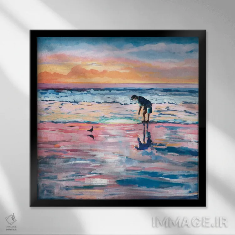 تابلو دکوراتیو ماهیگیری در آب های کم عمق اثر مردیت هاوس - نمای قابدار مشکی