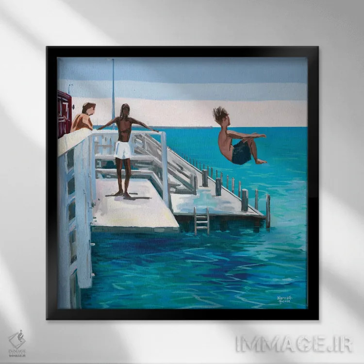 تابلو دکوراتیو در دل آبی اثر مردیت هاوس - نمای قابدار مشکی