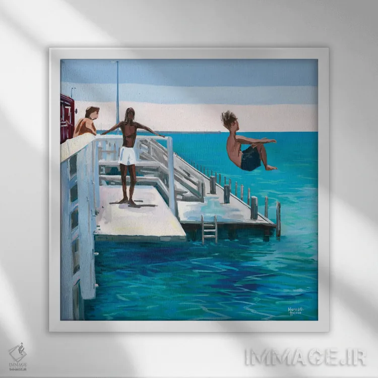 تابلو دکوراتیو در دل آبی اثر مردیت هاوس - نمای قابدار سفید