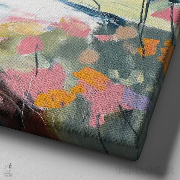 تابلو دکوراتیو همراه با جریان آب اثر مردیت هاوس - نمای نزدیک بافت بوم