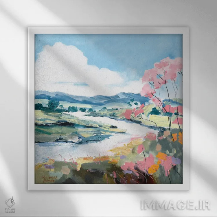 تابلو دکوراتیو همراه با جریان آب اثر مردیت هاوس - نمای قابدار سفید